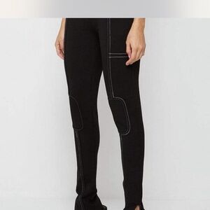 Maniere De Voir Black Contrast Stitch Leggings